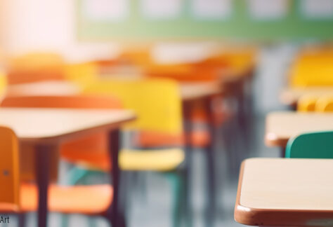 Geordnete Lernatmosphäre mit farbigen Schulstühlen und Tischen - Classroom Management Fortbildung für Pädagogen Lebenshilfe Alfeld